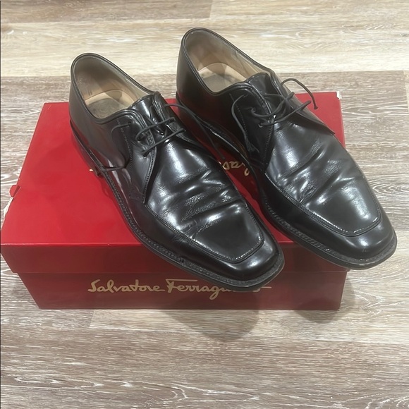 Salvatore Ferragamo Black Leather Oxfords